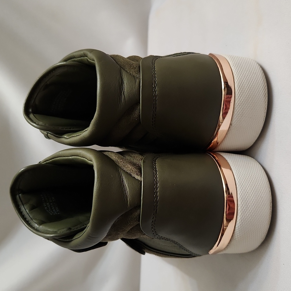 Michael Michael Kors Addie High-top Leather Olive Gold Sneakers (W Size 7.5) - Picture 7 of 16